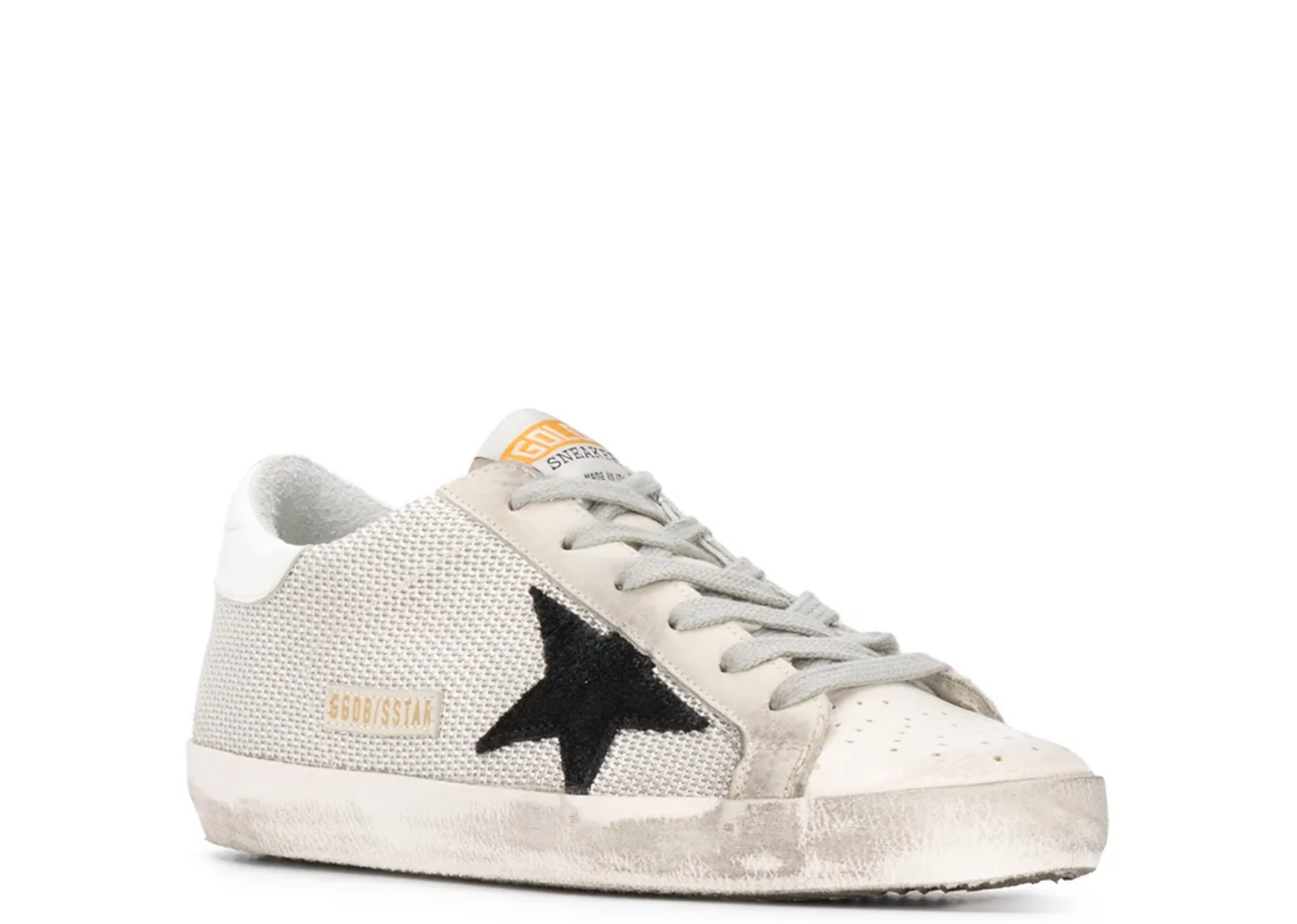 Golden Goose Super-Star White Leather Black Star Ice Gray Heel Tab (W) 2