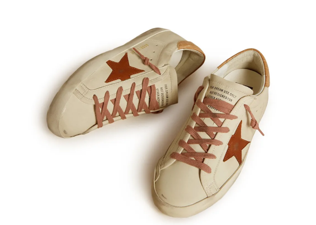 Golden Goose Super-Star White Leather Star Beige Croc Heel Tab (W) 5