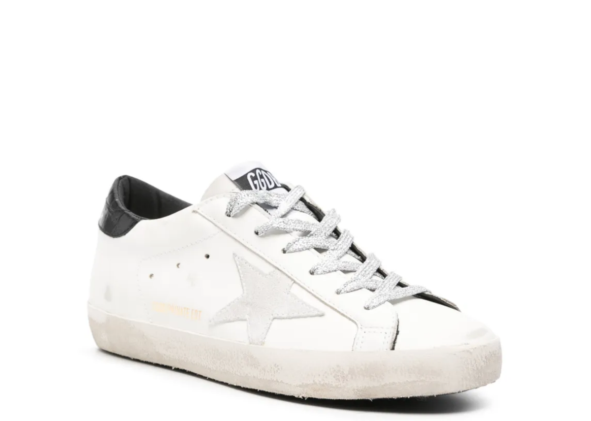 Golden Goose Super-Star White Suede Star Black Croc Heel Tab (W) 2