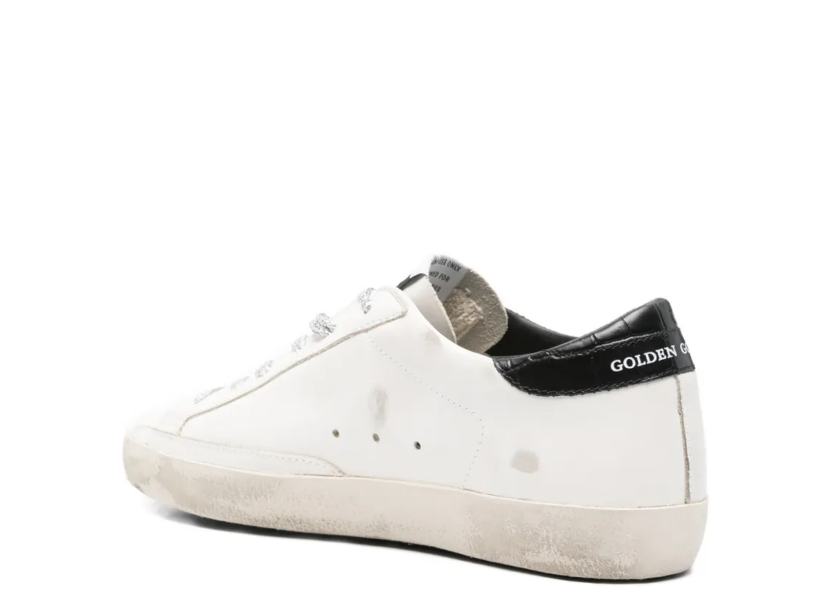 Golden Goose Super-Star White Suede Star Black Croc Heel Tab (W) 3