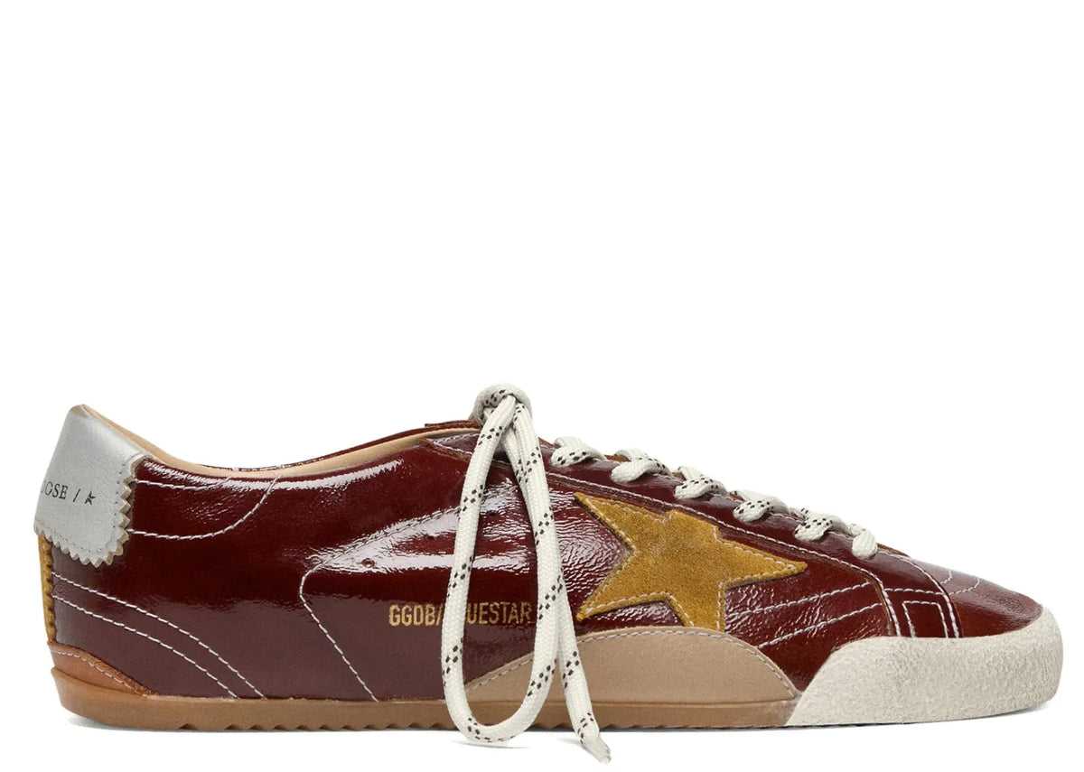 Golden Goose True-Star Burgundy Naplak Yellow Suede Star Silver Heel (W)