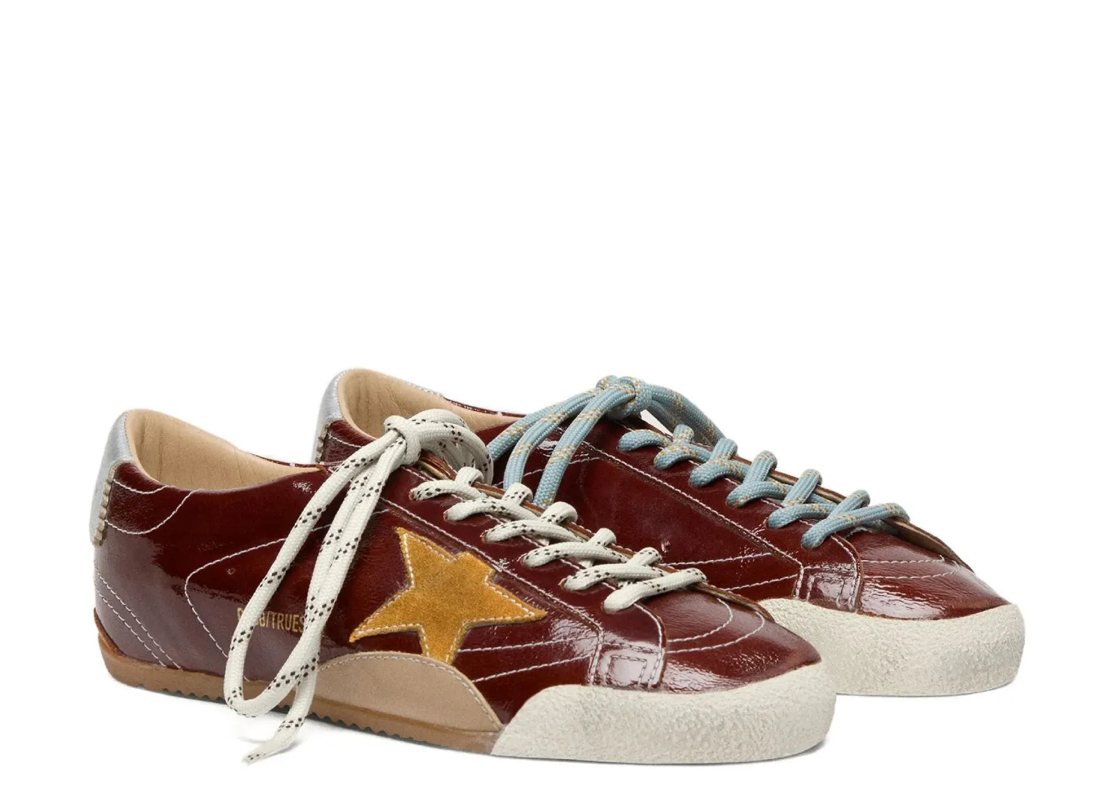 Golden Goose True-Star Burgundy Naplak Yellow Suede Star Silver Heel (W) 2