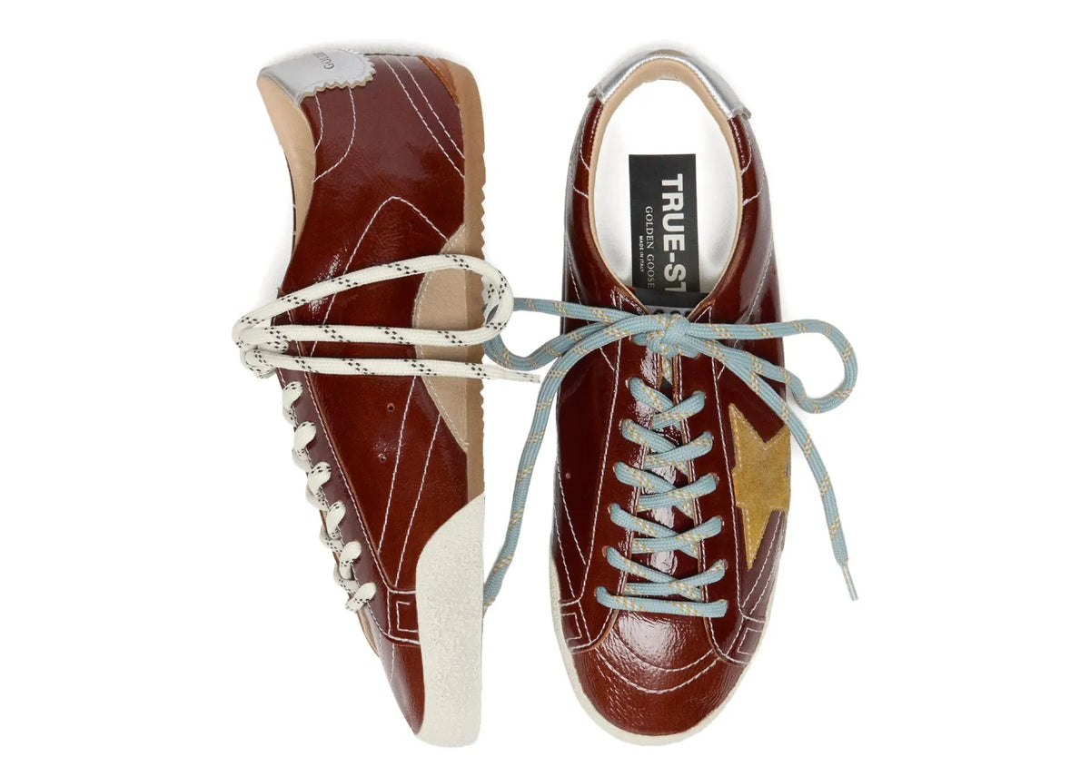 Golden Goose True-Star Burgundy Naplak Yellow Suede Star Silver Heel (W) 3