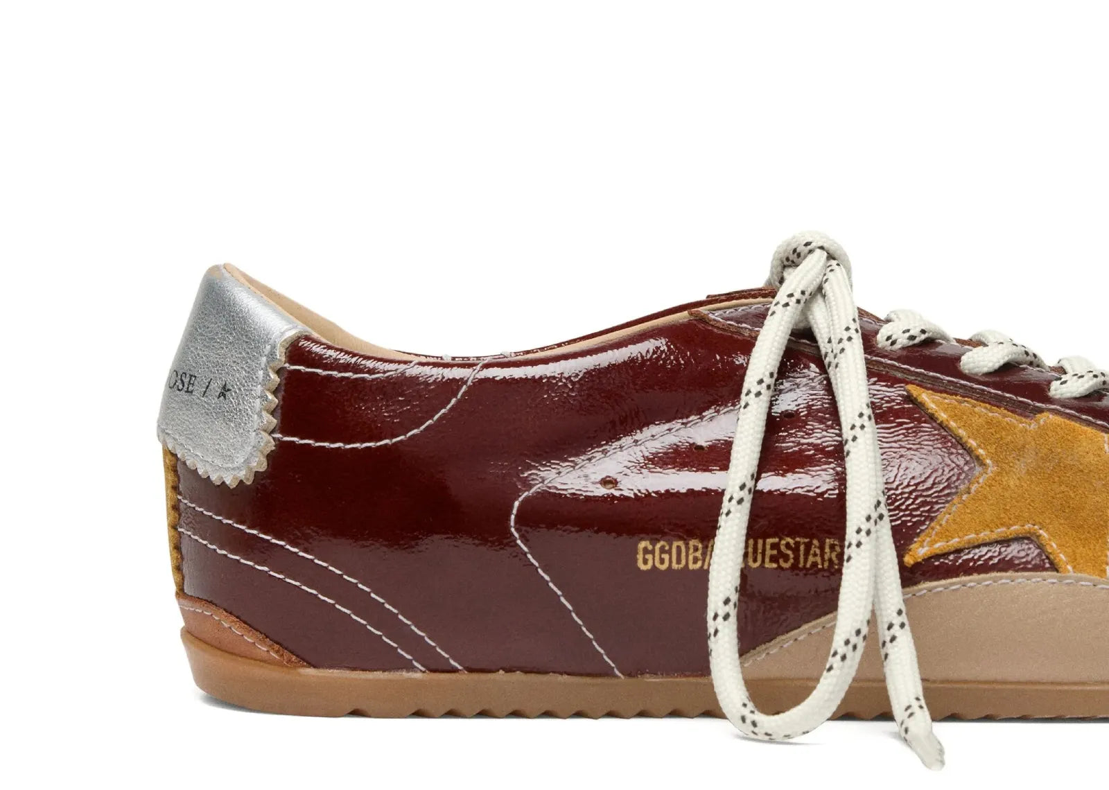 Golden Goose True-Star Burgundy Naplak Yellow Suede Star Silver Heel (W) 4