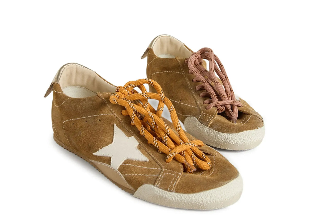 Golden Goose True-Star Tobacco Suede White Star Platinum Heel (W) 2