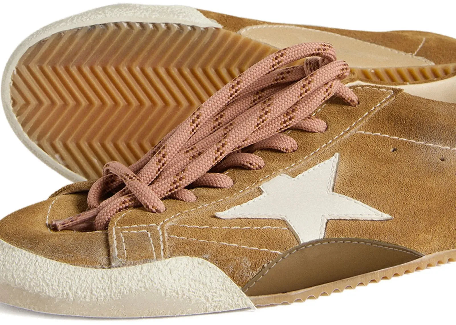 Golden Goose True-Star Tobacco Suede White Star Platinum Heel (W) 4