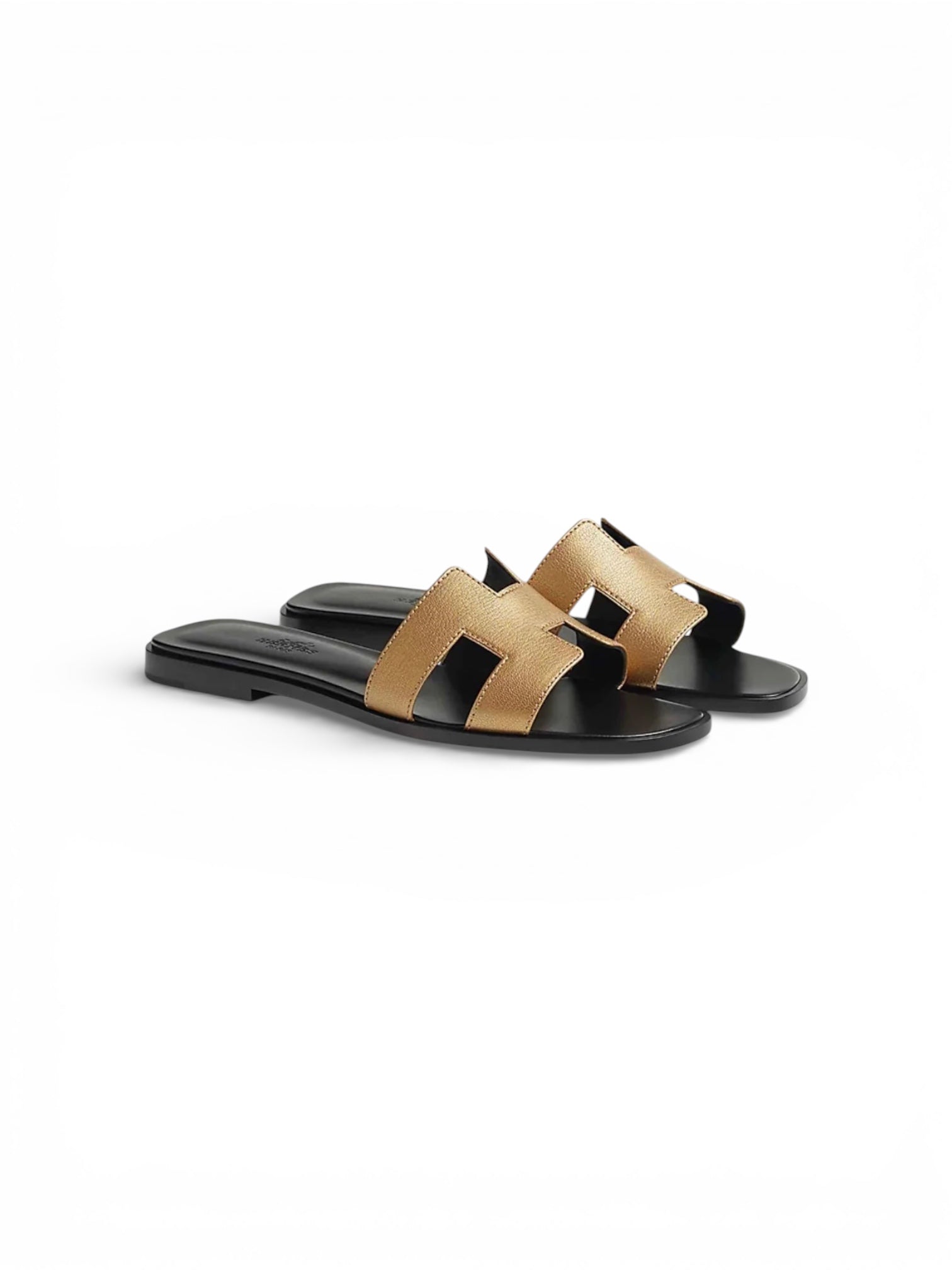 Sandalias Hermès Oran metálicas doradas
