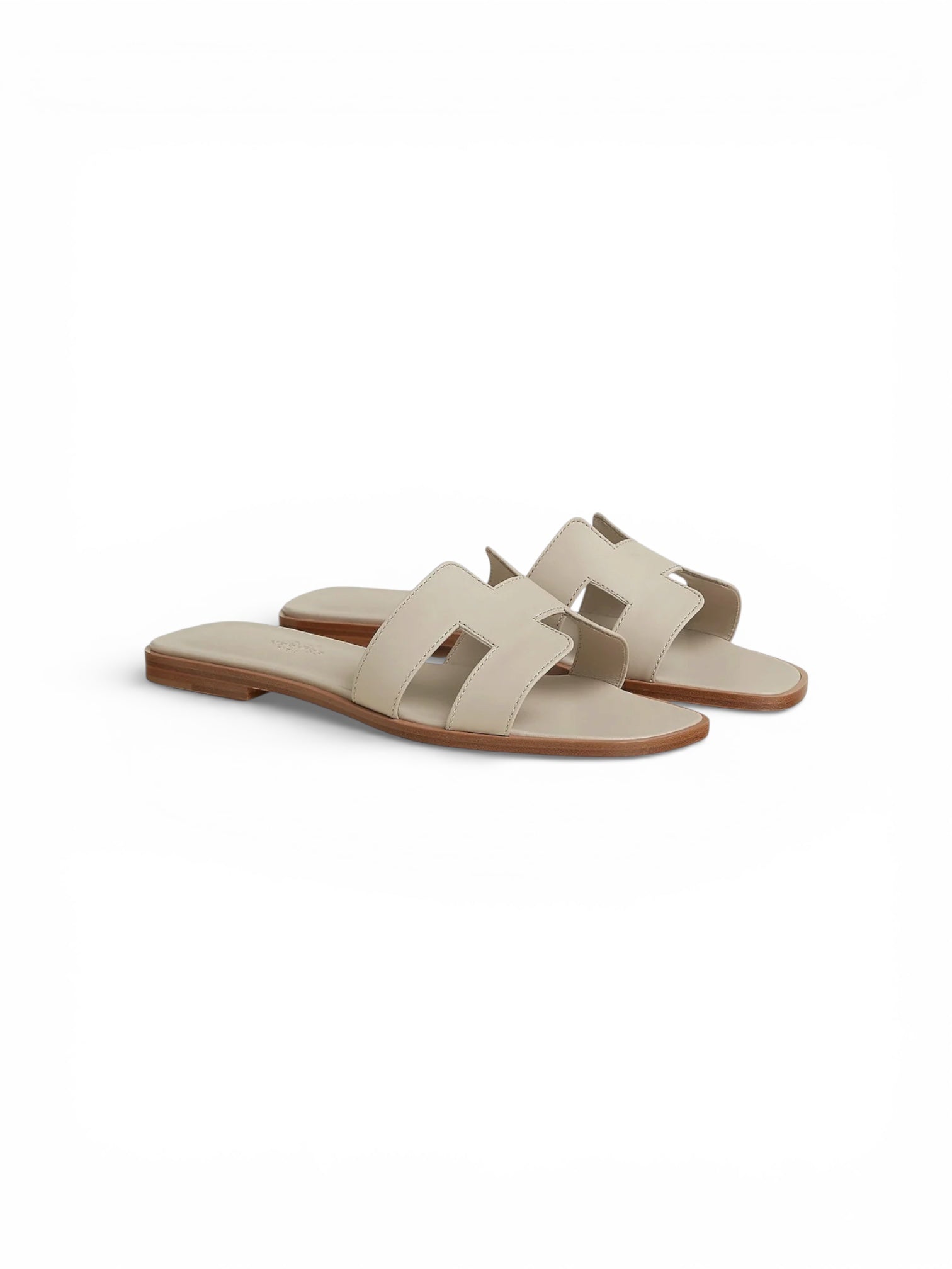 Sandalias Hermès Oran en piel de becerro, color Beige Nómada