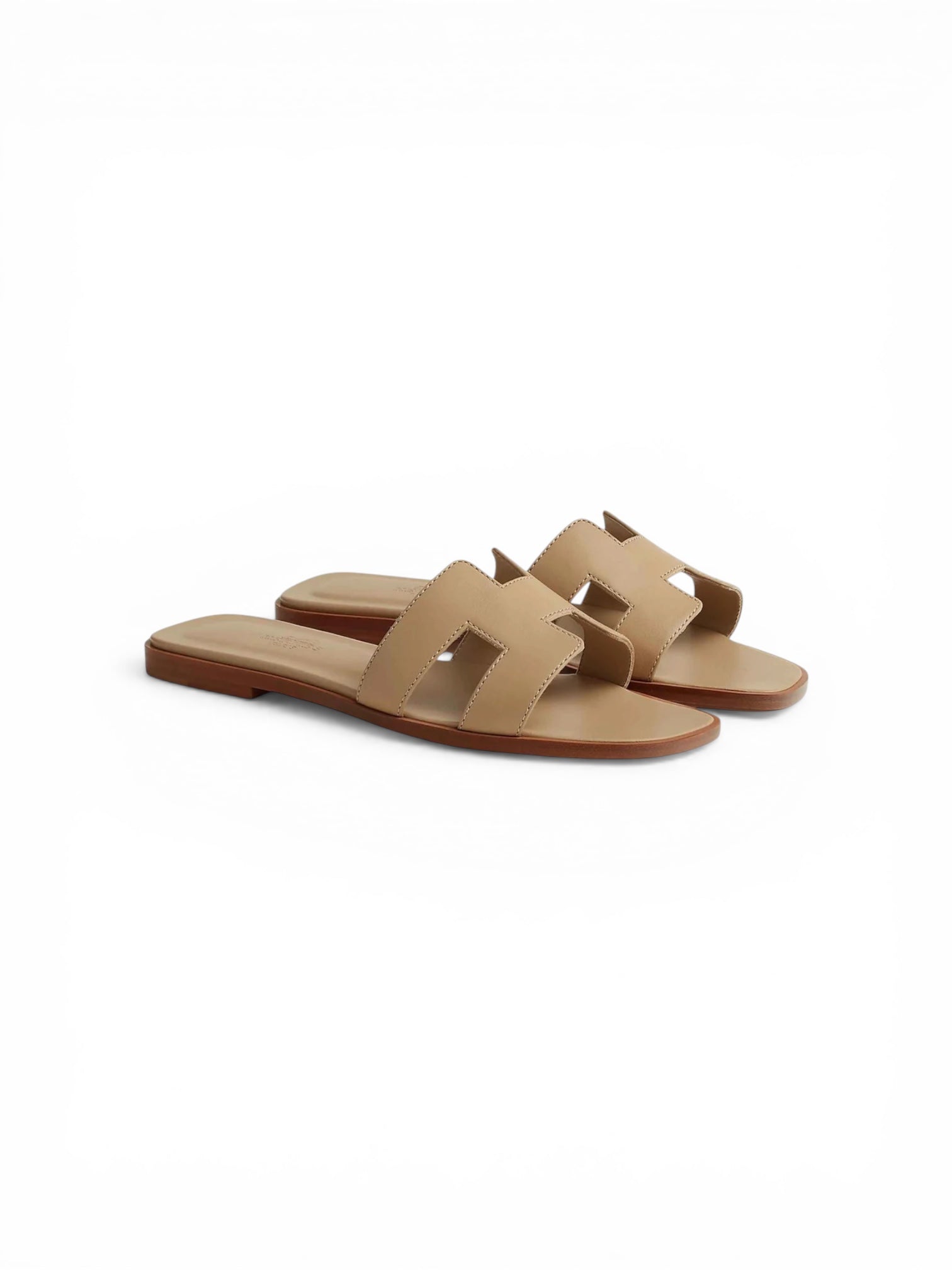 Sandalia Hermès Oran Piel de becerro Lino Beige