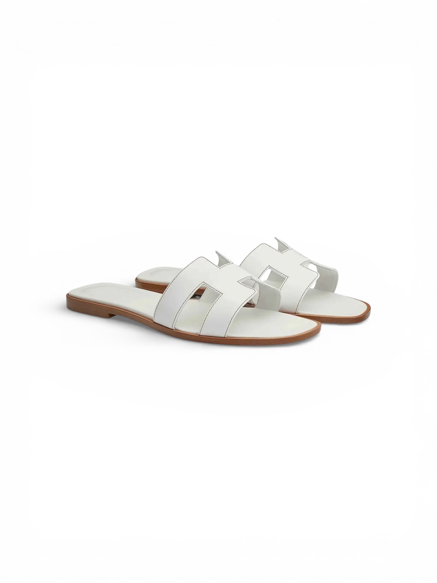 Hermès Oran Sandalias Piel de Becerro Box Blanca
