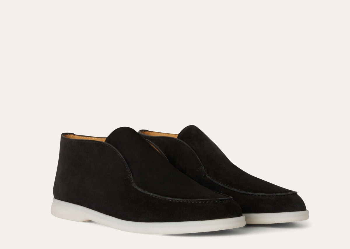 Loro Piana Open Walk Ankle Boot Suede Black 2