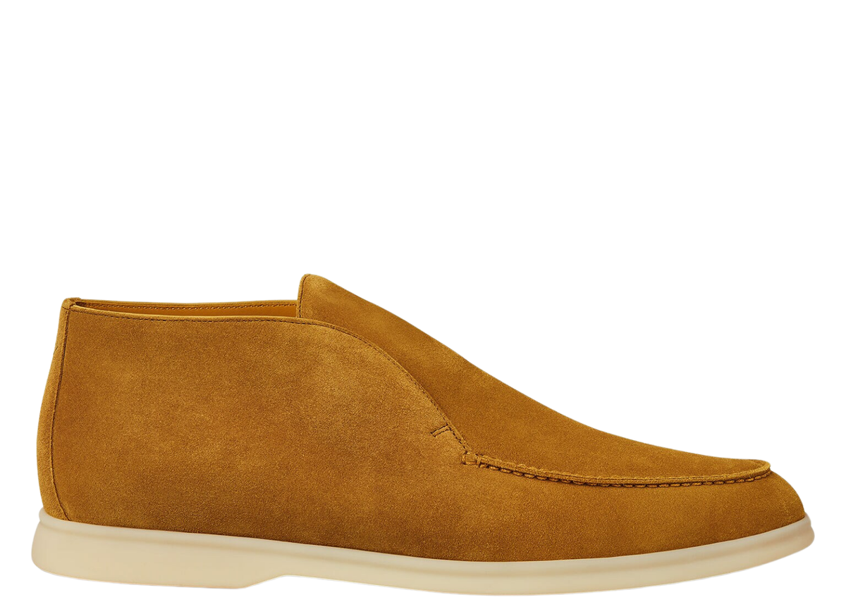 Loro Piana Open Walk Ankle Boot Suede Dark Saffron