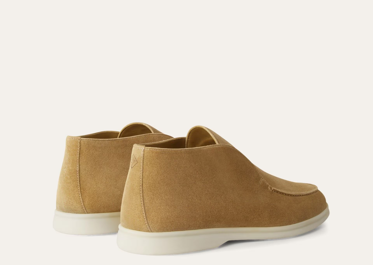 Loro Piana Open Walk Ankle Boot Suede Light Wood Smoke 3