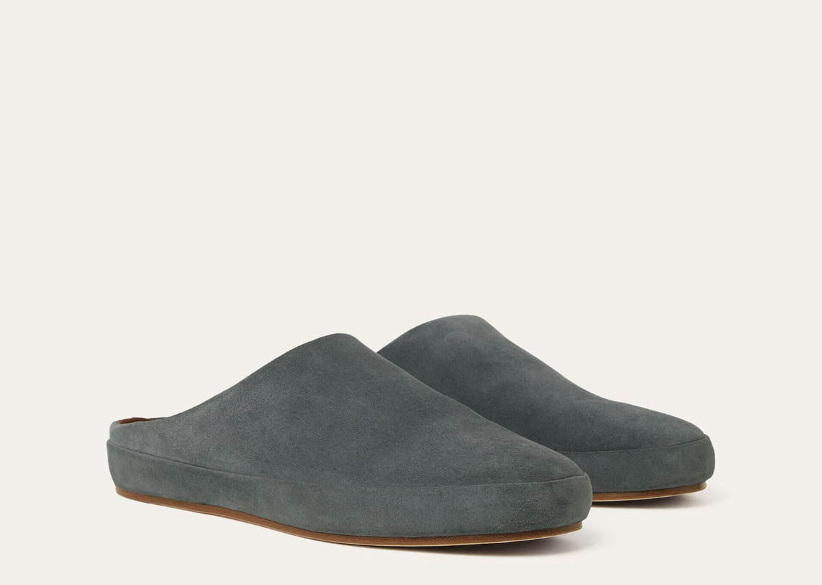 Loro Piana Tomori Walk Mule Suede Bluish Grey 2