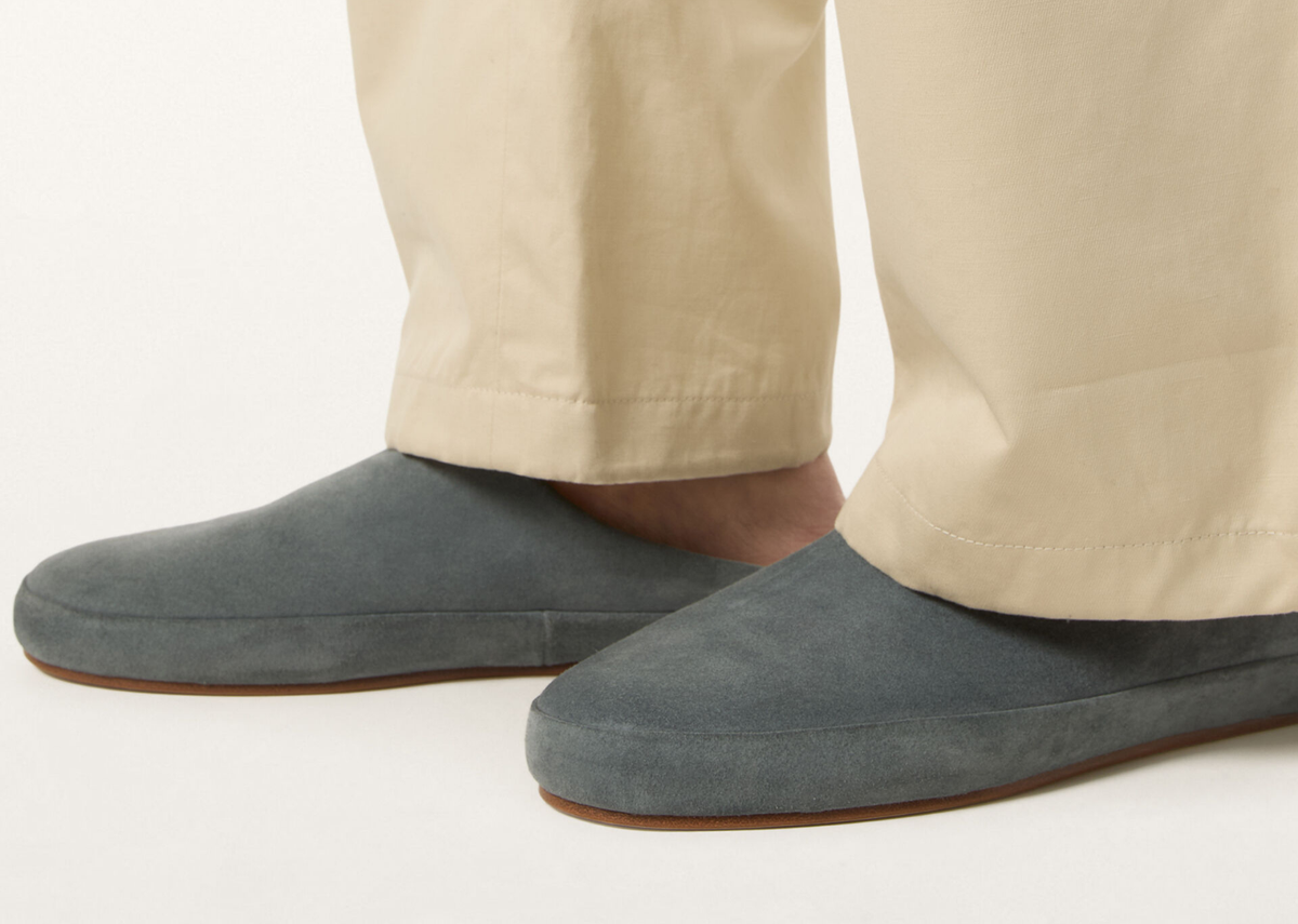 Loro Piana Tomori Walk Mule Suede Bluish Grey 5