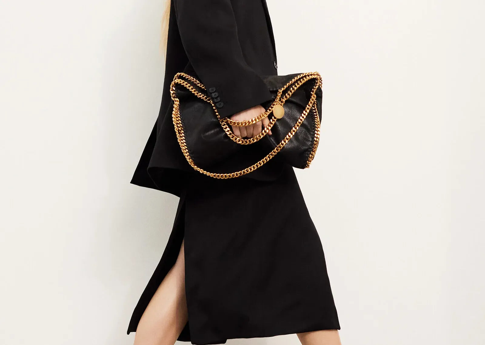 Stella Mc Cartney Falabella Fold-Over Tote Bag Black Gold 3