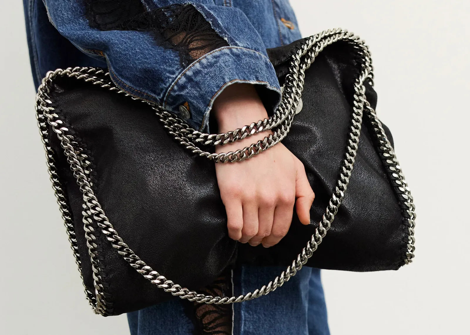 Stella Mc Cartney Falabella Fold-Over Tote Bag Black 5