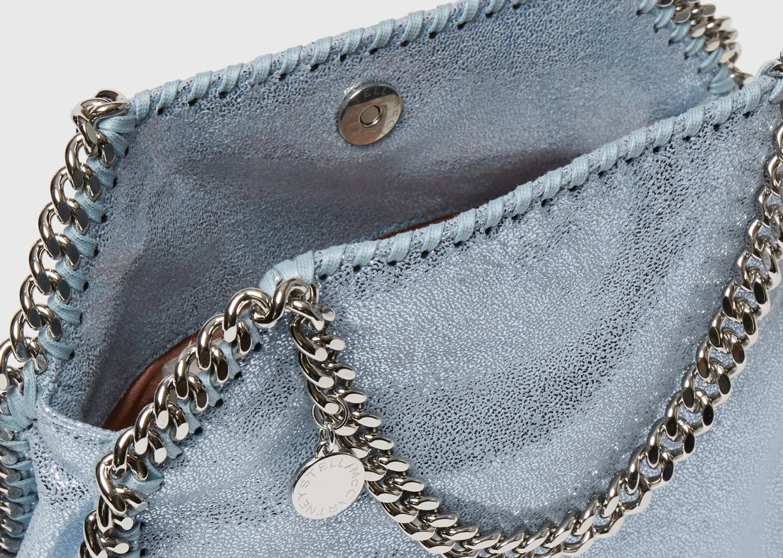 Stella Mc Cartney Falabella Mini Metallic Tote Bag Sapphire Blue 3