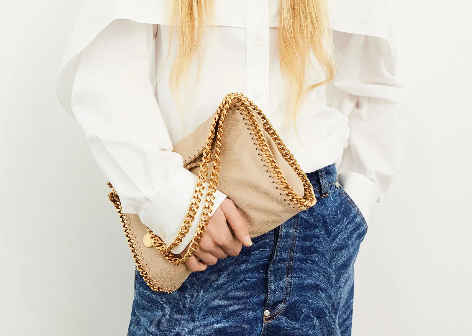 Stella Mc Cartney Falabella Mini Tote Bag Clotted Cream 2