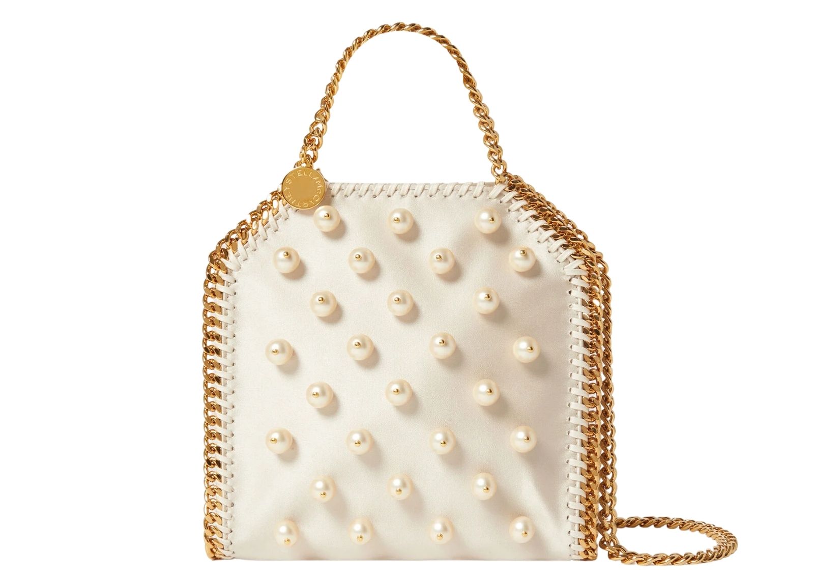 Stella Mc Cartney Falabella Vegan Pearl Tiny Tote Bag Pure White