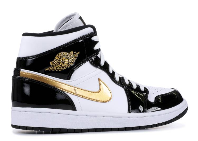 Air Jordan 1 Mid Patent 'Black Gold' denemezapt.myshopify.com Zaptila