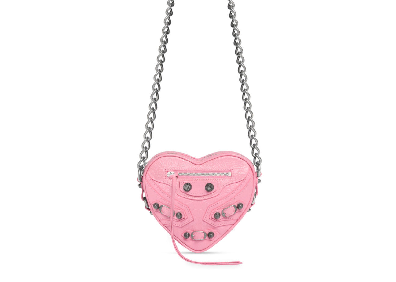 Balenciaga Heart Shoulder Bag in Patent Fabric 'Pink' denemezapt.myshopify.com Zaptila