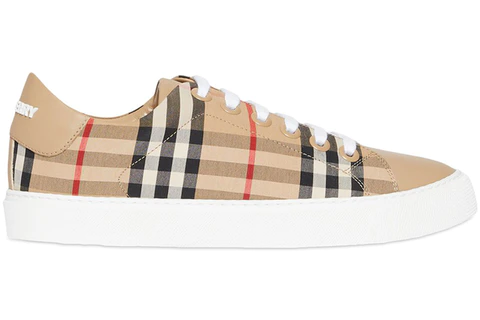 Burberry Bio-based Sole Vintage Check and Leather Sneakers 'Archive Beige' denemezapt.myshopify.com Zaptila